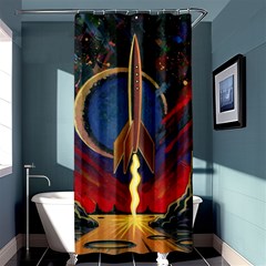 Rocket Painting Shower Curtain 36  X 72  (stall)  by Cendanart