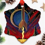 Rocket Painting Ornament (Snowflake) Front