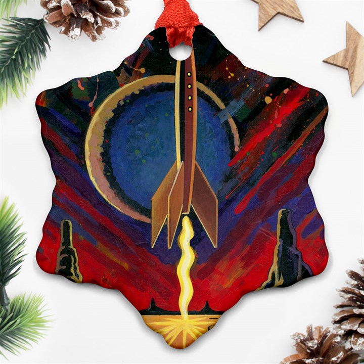 Rocket Painting Ornament (Snowflake)