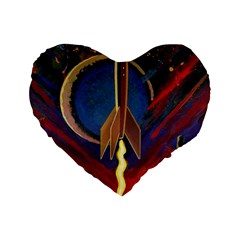 Rocket Painting Standard 16  Premium Heart Shape Cushions by Cendanart