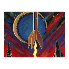 Rocket Painting Two Sides Premium Plush Fleece Blanket (mini) by Cendanart