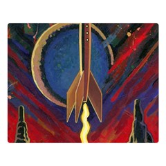 Rocket Painting Two Sides Premium Plush Fleece Blanket (large) by Cendanart