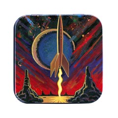 Rocket Painting Square Metal Box (black)