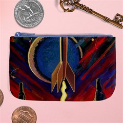 Rocket Painting Large Coin Purse by Cendanart