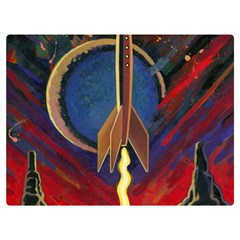 Rocket Painting Premium Plush Fleece Blanket (extra Small) by Cendanart