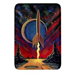 Rocket Painting Rectangular Glass Fridge Magnet (4 Pack) by Cendanart