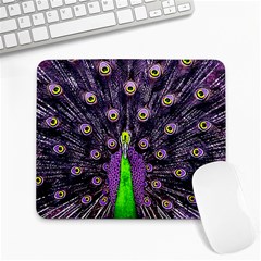 Peacock Bird Color Large Mousepad by Cendanart