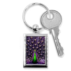 Peacock Bird Color Key Chain (rectangle) by Cendanart