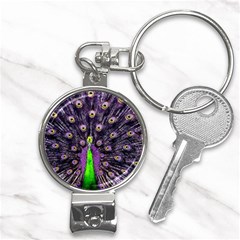 Peacock Bird Color Nail Clippers Key Chain by Cendanart