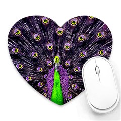 Peacock Bird Color Heart Mousepad by Cendanart