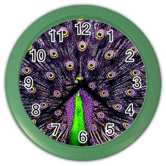 Peacock Bird Color Color Wall Clock by Cendanart