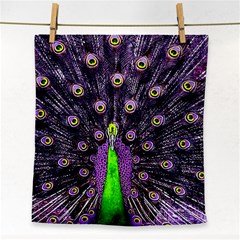 Peacock Bird Color Face Towel by Cendanart