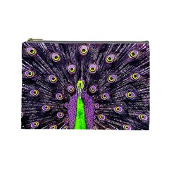 Peacock Bird Color Cosmetic Bag (large) by Cendanart