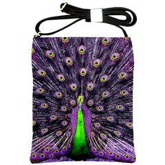 Peacock Bird Color Shoulder Sling Bag by Cendanart