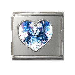 Cat Mega Link Heart Italian Charm (18mm)