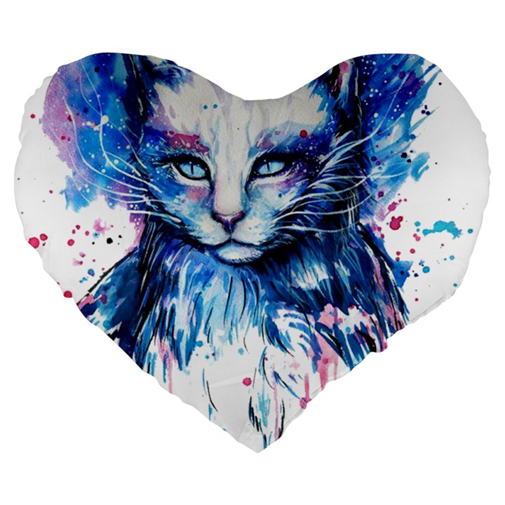 Cat Large 19  Premium Heart Shape Cushions