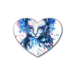 Cat Rubber Heart Coaster (4 Pack)