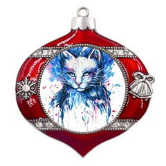 Cat Metal Snowflake And Bell Red Ornament by saad11