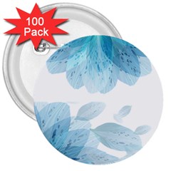 Blue-flower 3  Buttons (100 Pack) 