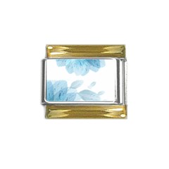 Blue-flower Gold Trim Italian Charm (9mm) by saad11