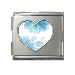 Blue-flower Mega Link Heart Italian Charm (18mm) by saad11