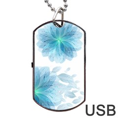 Blue-flower Dog Tag Usb Flash (one Side) by saad11