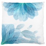 Blue-flower Large Premium Plush Fleece Cushion Case (One Side) Front