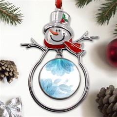 Blue-flower Metal Snowman Ornament by saad11