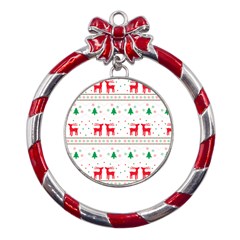 Christmas Metal Red Ribbon Round Ornament by saad11