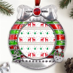 Christmas Metal X mas Ribbon With Red Crystal Round Ornament by saad11