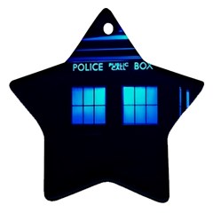 Blue Tardis Doctor Who Police Call Box Ornament (star)