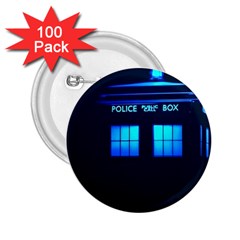 Blue Tardis Doctor Who Police Call Box 2 25  Buttons (100 Pack)  by Cendanart