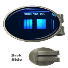 Blue Tardis Doctor Who Police Call Box Money Clips (oval)  by Cendanart