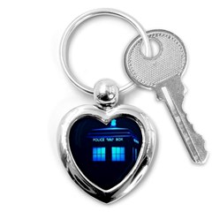 Blue Tardis Doctor Who Police Call Box Key Chain (heart) by Cendanart