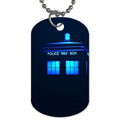 Blue Tardis Doctor Who Police Call Box Dog Tag (one Side) by Cendanart