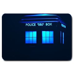 Blue Tardis Doctor Who Police Call Box Large Doormat by Cendanart