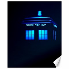 Blue Tardis Doctor Who Police Call Box Canvas 11  X 14  by Cendanart