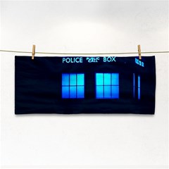 Blue Tardis Doctor Who Police Call Box Hand Towel by Cendanart