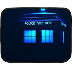 Blue Tardis Doctor Who Police Call Box Fleece Blanket (mini) by Cendanart