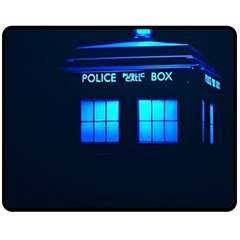 Blue Tardis Doctor Who Police Call Box Fleece Blanket (medium) by Cendanart