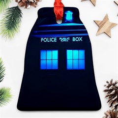 Blue Tardis Doctor Who Police Call Box Bell Ornament (two Sides) by Cendanart