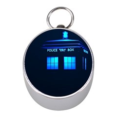 Blue Tardis Doctor Who Police Call Box Mini Silver Compasses by Cendanart