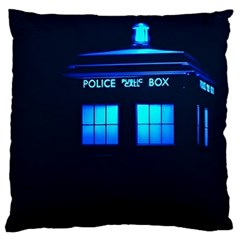 Blue Tardis Doctor Who Police Call Box Standard Premium Plush Fleece Cushion Case (two Sides) by Cendanart