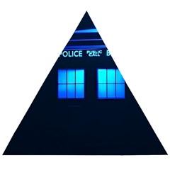 Blue Tardis Doctor Who Police Call Box Wooden Puzzle Triangle