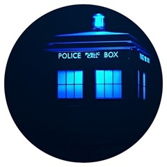 Blue Tardis Doctor Who Police Call Box Round Trivet by Cendanart