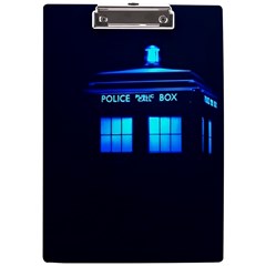 Blue Tardis Doctor Who Police Call Box A4 Acrylic Clipboard by Cendanart