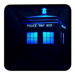 Blue Tardis Doctor Who Police Call Box Square Glass Fridge Magnet (4 Pack) by Cendanart