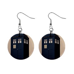 Tardis Doctor Who Minimal Minimalism Mini Button Earrings by Cendanart