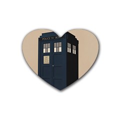 Tardis Doctor Who Minimal Minimalism Rubber Heart Coaster (4 Pack) by Cendanart