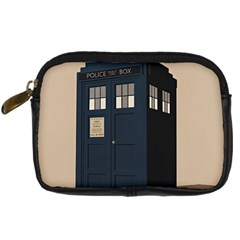 Tardis Doctor Who Minimal Minimalism Digital Camera Leather Case by Cendanart